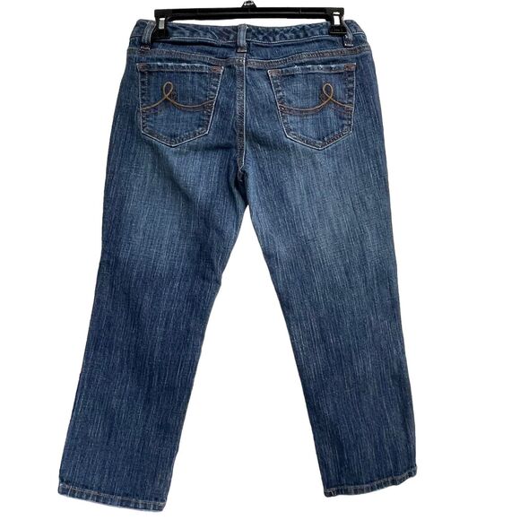 Ann Taylor LOFT Petite SZ 4P Slim Cropped Jeans Low-Rise Pocket Medium Wash Blue - Picture 3 of 8